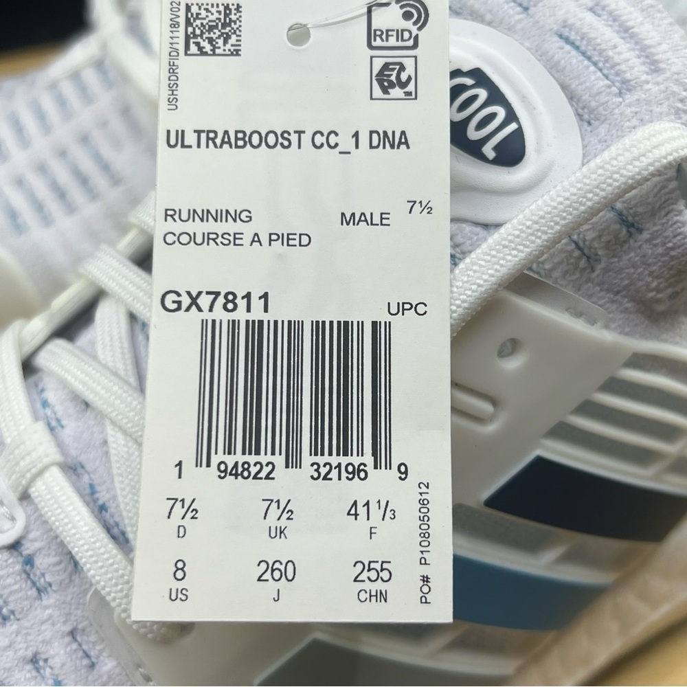 NEW Adidas UltraBoost CC_1 DNA White Blue Running Shoes GX7811 Mens Size 8 - Picture 9 of 10